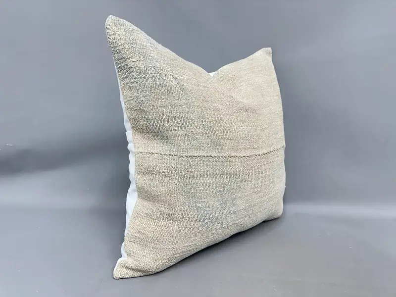24x24 Beige Cushion Cover, Pillow Sham, Turkish Kilim Pillow, Pillow for Sofa, Home Decor Pillow, Traditional Pillow Sham - 2