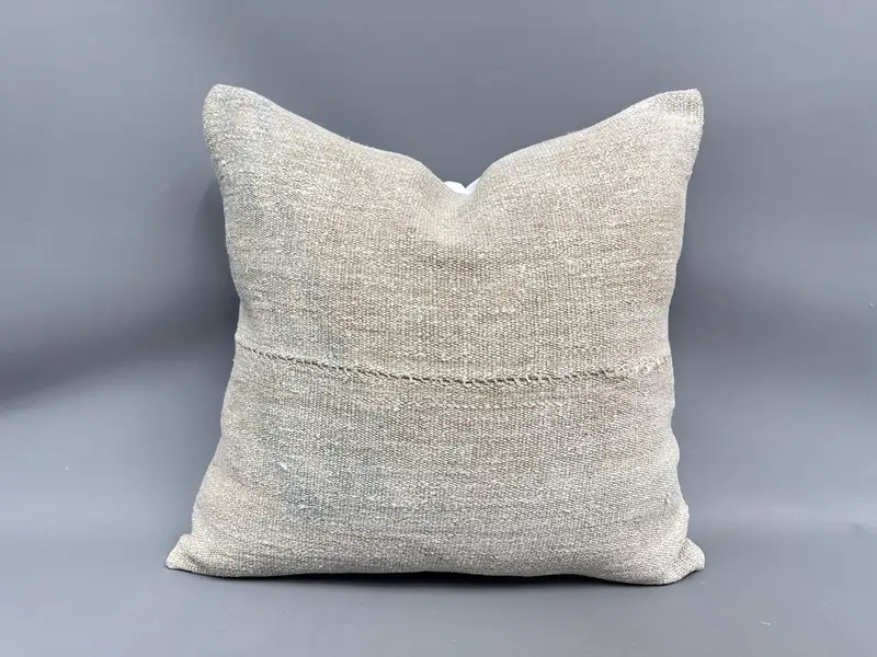 24x24 Beige Cushion Cover, Pillow Sham, Turkish Kilim Pillow, Pillow for Sofa, Home Decor Pillow, Traditional Pillow Sham - 1