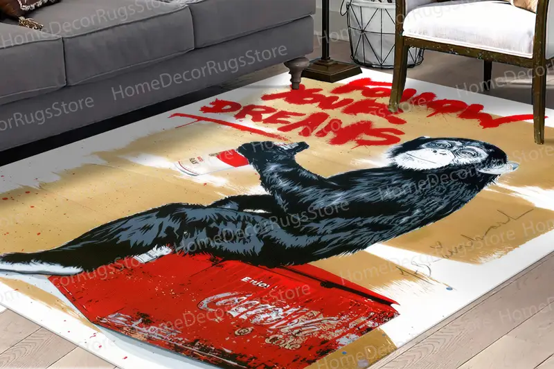 Eleganter bedruckter Teppich: Banksy Monkey Graffiti Dreams Design