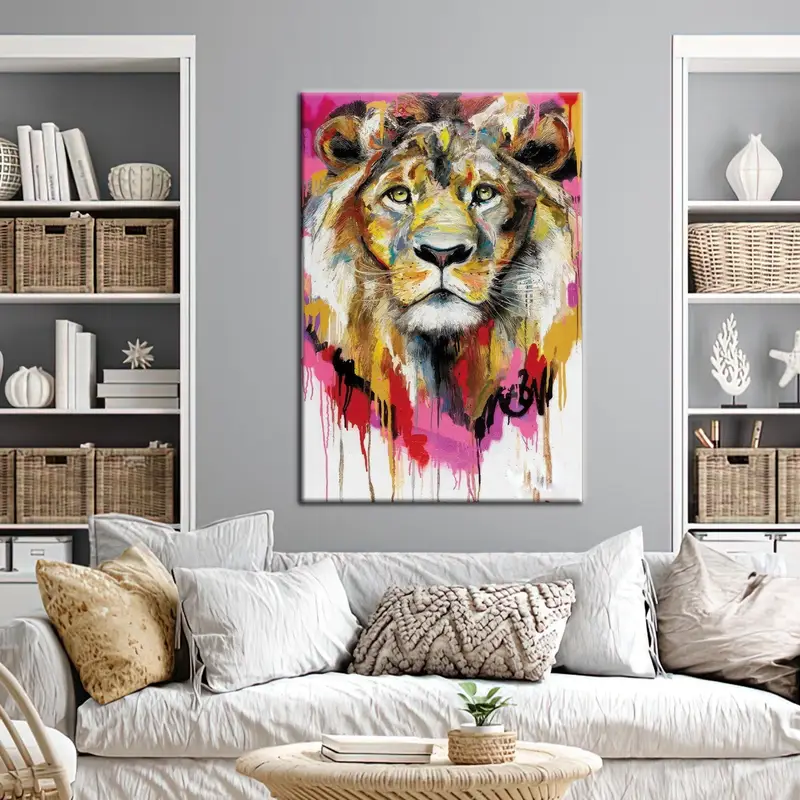 Lion King Abstract Modern Colorful Printed Canvas Art