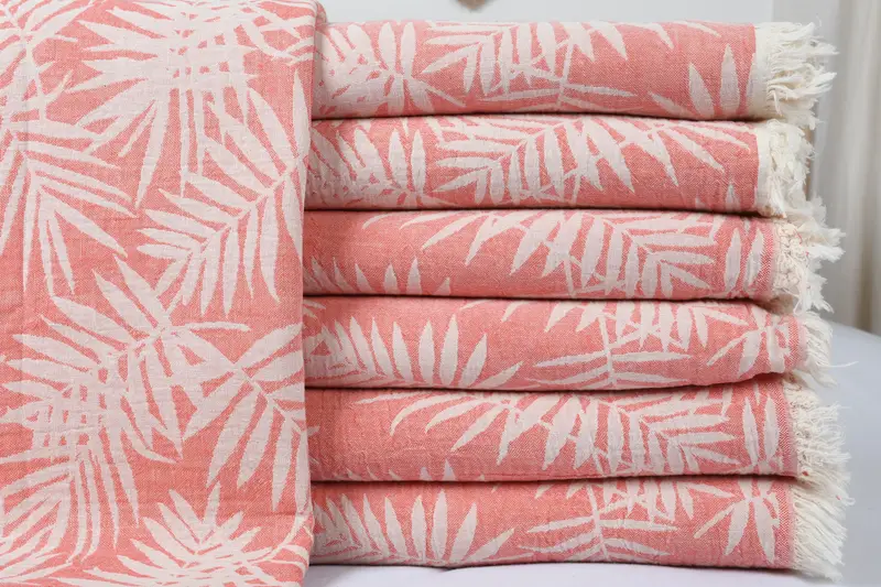 Woven Blanket, Housewarming Gift, Merry Christmas Gifts, Bachelorette Gifts, Bachelorette Party Items, 100x80 Cotton Floral Patterned Towel - 1