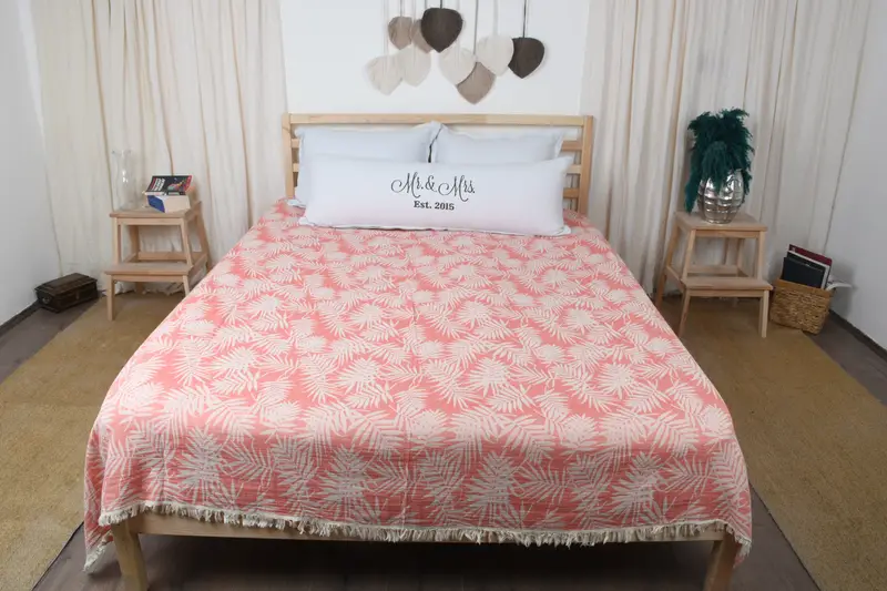 Woven Blanket, Housewarming Gift, Merry Christmas Gifts, Bachelorette Gifts, Bachelorette Party Items, 100x80 Cotton Floral Patterned Towel - 6