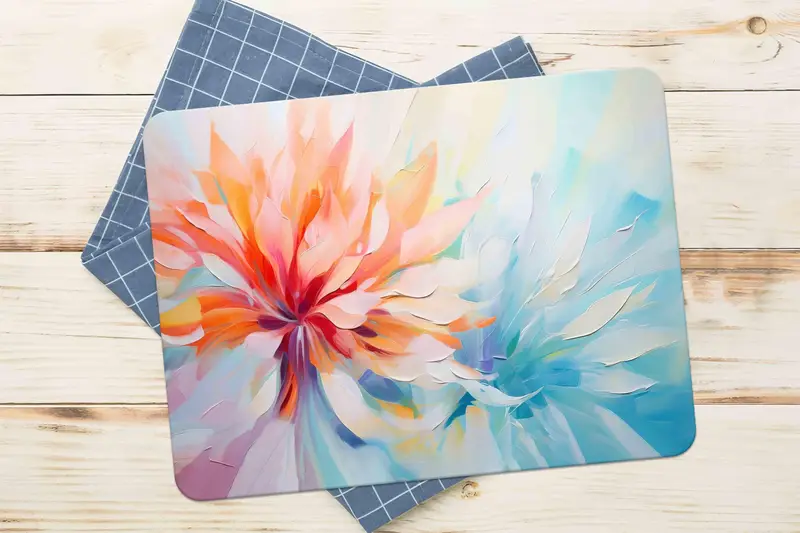 カラフルな花柄のモダンな抽象ガラスまな板