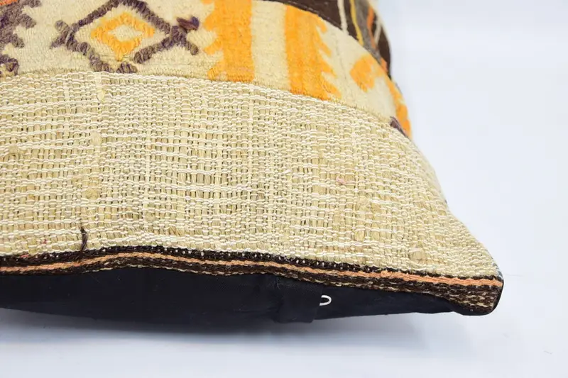 Cushion Cover, 16x24 Beige Cushion, Garden Pillow, Patio Pillow Sham, Vintage Kilim Pillow, Cotton Pillow Sham, Boho Pillow, Turkish Kilim Pillow - 5