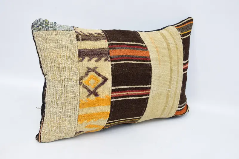 Cushion Cover, 16x24 Beige Cushion, Garden Pillow, Patio Pillow Sham, Vintage Kilim Pillow, Cotton Pillow Sham, Boho Pillow, Turkish Kilim Pillow - 3