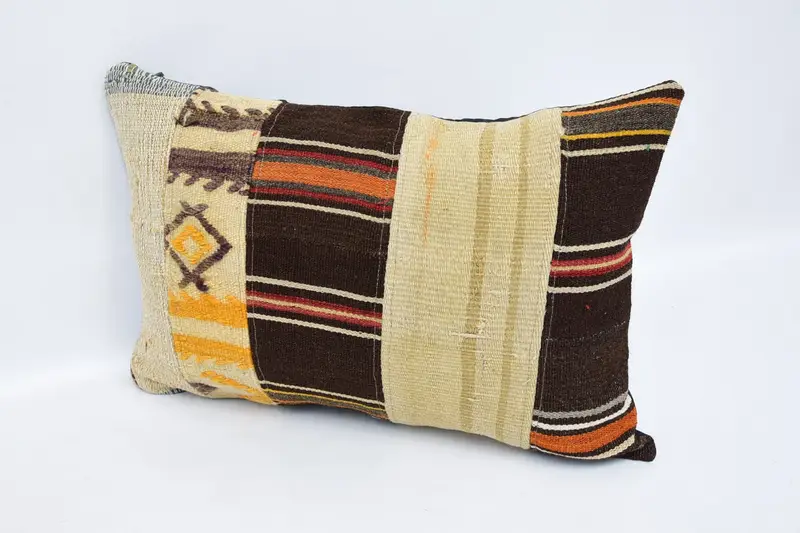 Cushion Cover, 16x24 Beige Cushion, Garden Pillow, Patio Pillow Sham, Vintage Kilim Pillow, Cotton Pillow Sham, Boho Pillow, Turkish Kilim Pillow - 4