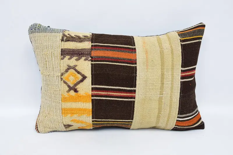 Cushion Cover, 16x24 Beige Cushion, Garden Pillow, Patio Pillow Sham, Vintage Kilim Pillow, Cotton Pillow Sham, Boho Pillow, Turkish Kilim Pillow - 1