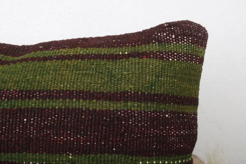 Boho Pillow, Hippie Throw Pillow Cover, Kilim Cushion Sham, Handmade Cushion, 12x24 Green Pillow Case, Kilim Pillow Cover, Cushion Case - 5