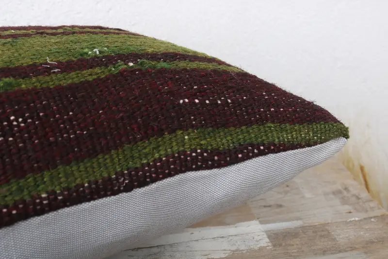 Boho Pillow, Hippie Throw Pillow Cover, Kilim Cushion Sham, Handmade Cushion, 12x24 Green Pillow Case, Kilim Pillow Cover, Cushion Case - 6