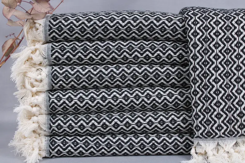 Organic Turkish Beach Towel Diamond Peshtemal Beige, 40x71 Inches