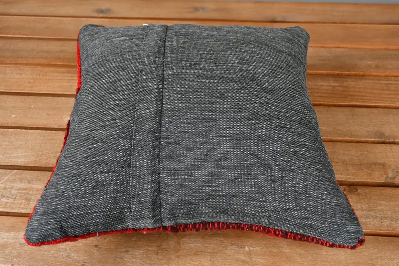Turkish Kilim Pillow, Turkish Pillow, Pillow Cover, Sofa Bolster Pillow Sham, Wool Kilim Pillow Pillow, 12x12 Red Cushion Cover, Home Decor Pillow - 5