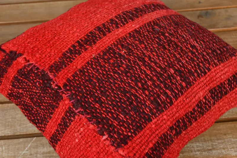 Turkish Kilim Pillow, Turkish Pillow, Pillow Cover, Sofa Bolster Pillow Sham, Wool Kilim Pillow Pillow, 12x12 Red Cushion Cover, Home Decor Pillow - 3