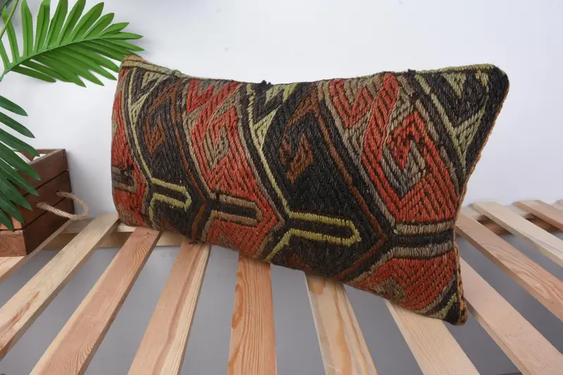 Cushion Cover, 12x24 Red Pillow, Neutral Throw Cushion Cover, Hippie Throw Cushion, Kilim Pillow Cover, Antique Pillows, Vintage Kilim Throw Pillow - 4