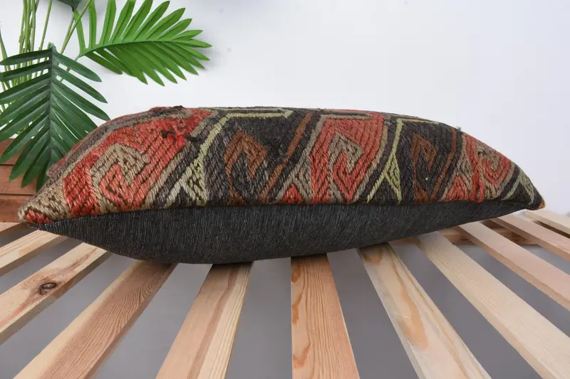 Cushion Cover, 12x24 Red Pillow, Neutral Throw Cushion Cover, Hippie Throw Cushion, Kilim Pillow Cover, Antique Pillows, Vintage Kilim Throw Pillow - 6