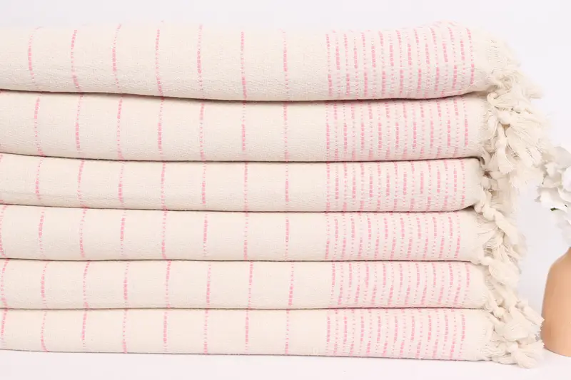 Throw Blanket, Personalized Bridesmaid Gift, Woven Blanket, 98x92 Cotton Striped Design Towel, Throw Blanket Couch, Turkish Beach Blanket - 3