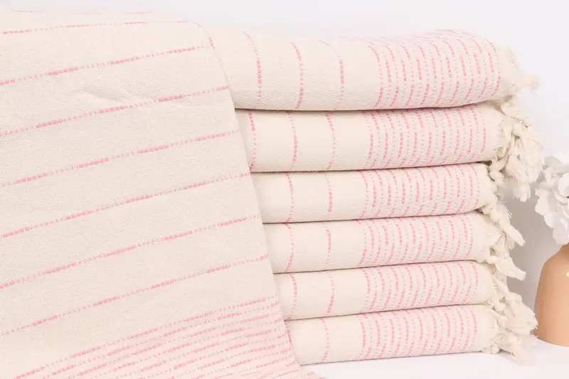 Throw Blanket, Personalized Bridesmaid Gift, Woven Blanket, 98x92 Cotton Striped Design Towel, Throw Blanket Couch, Turkish Beach Blanket - 1