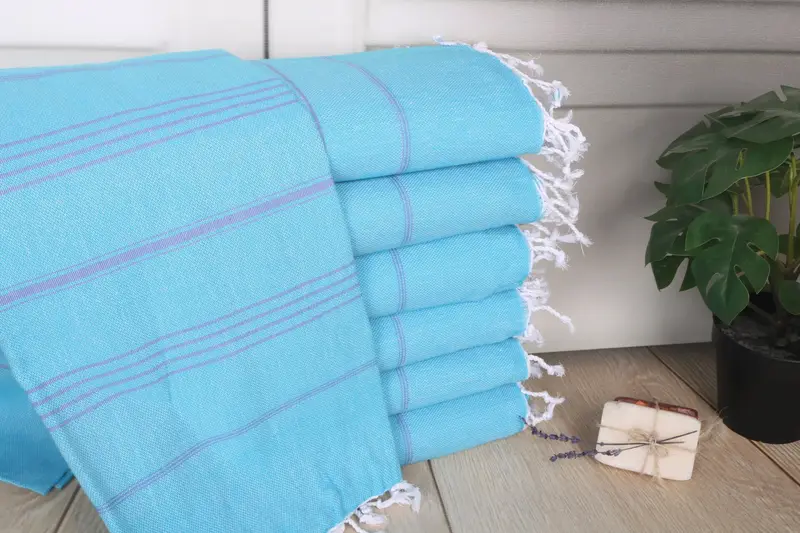 Striped Towel Organic Cotton Blue-Purple, 70x40 Inches