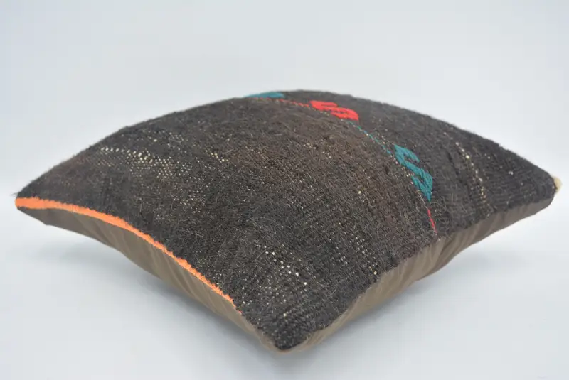 Kilim Cushion Sham, Handmade Pillow Sham, Kilim Pillow, Turkish Corner Pillow Sham, 14x14 Black Pillow Cover, Gift Pillow, Pillow Case - 6