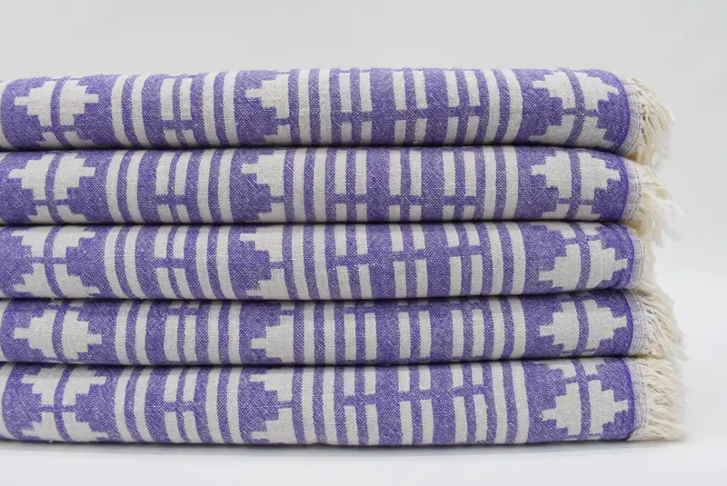 Purple Handwoven Turkish Beach Towel, 70x40 Inches