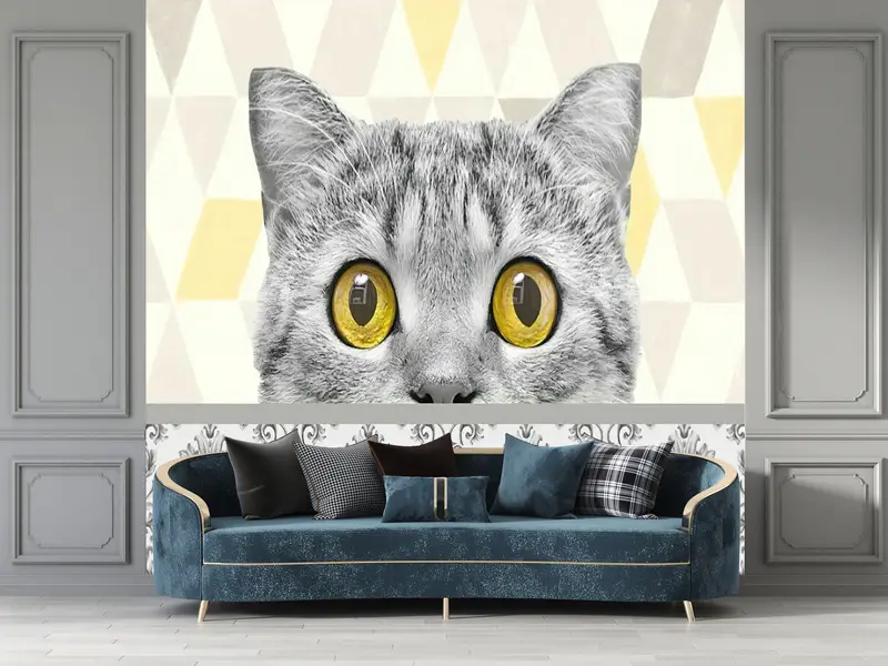 Modern Baskılı Duvar Kağıdı: Kedi Severler için Sevimli Kedi Harikalar Diyarı