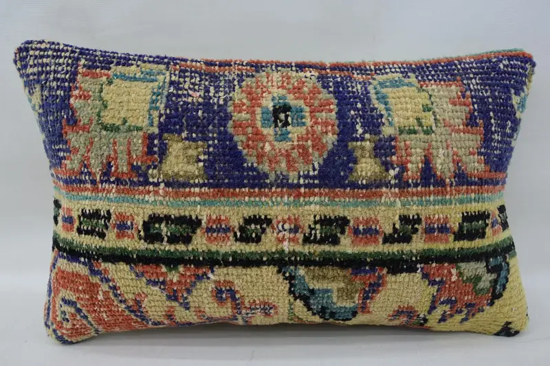 Home Decor Pillow, Boho Pillow, Art Deco Pillow Cover, Ethnical Kilim Rug Pillow, Cushion Cover, Bolster Pillow Sham, 12x20 Beige Pillow Sham - 4