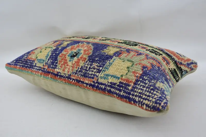 Home Decor Pillow, Boho Pillow, Art Deco Pillow Cover, Ethnical Kilim Rug Pillow, Cushion Cover, Bolster Pillow Sham, 12x20 Beige Pillow Sham - 6