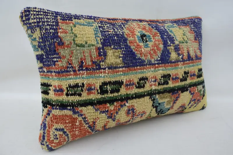 Home Decor Pillow, Boho Pillow, Art Deco Pillow Cover, Ethnical Kilim Rug Pillow, Cushion Cover, Bolster Pillow Sham, 12x20 Beige Pillow Sham - 2