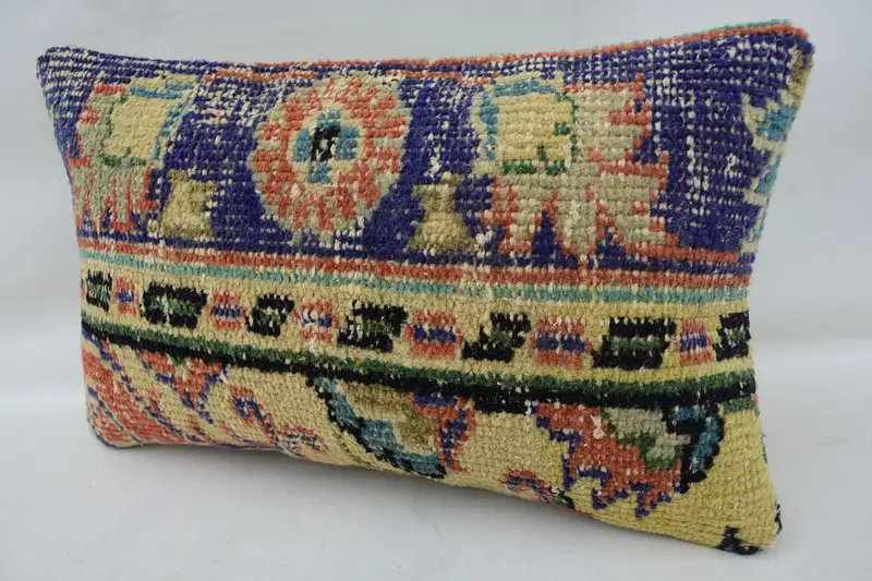Home Decor Pillow, Boho Pillow, Art Deco Pillow Cover, Ethnical Kilim Rug Pillow, Cushion Cover, Bolster Pillow Sham, 12x20 Beige Pillow Sham - 3