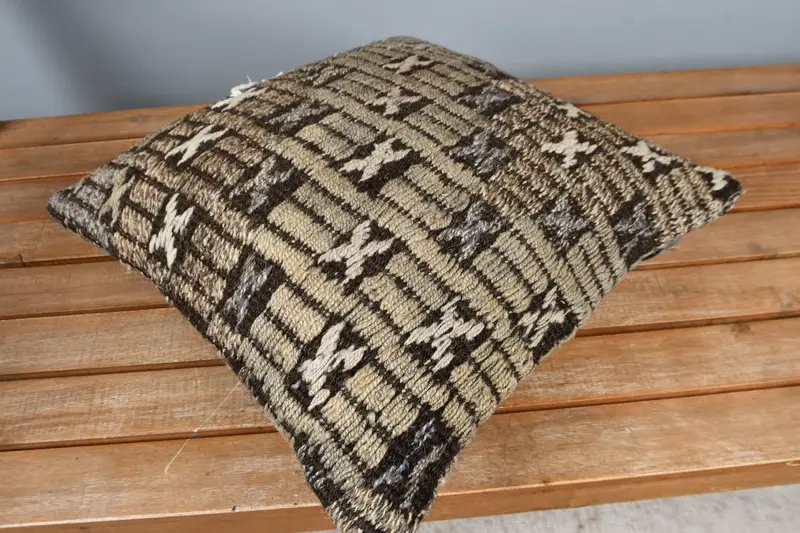 Tribal Cushion Cover, Pillow Case, Bright Cushion Case, Antique Pillows, 16x16 Beige Cushion Case, Turkish Pillow, Vintage Pillow - 2