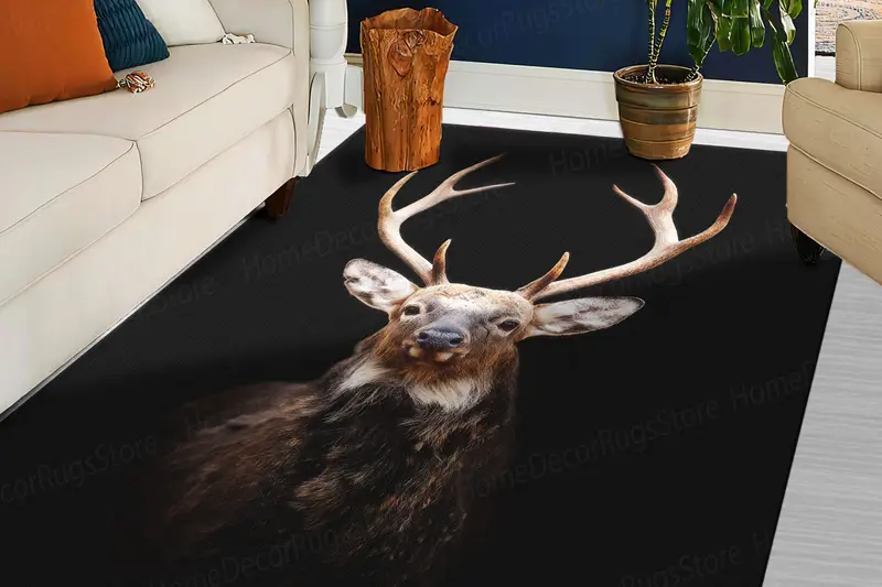 Deer Photo Printed Rug: Farmhouse Decor for Deer Lovers
