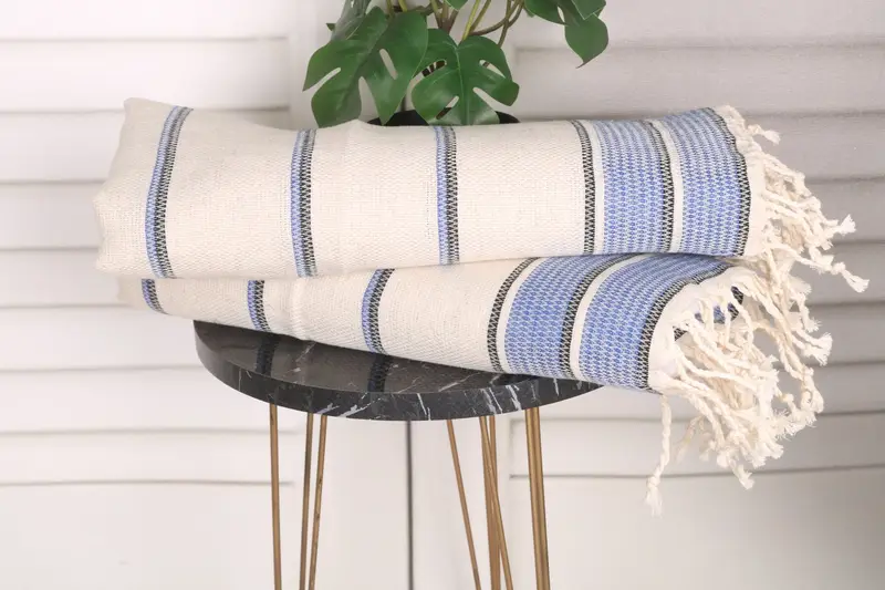 Monogram Dish Towel, Bridal Shower Gift, Beach Theme Wedding Gift, 40x20 Linen Striped Towel, Bathroom Towels, Custom Hand Towel, Wedding Favors - 3