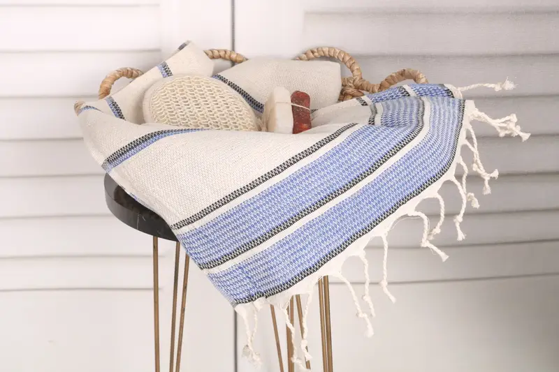 Monogram Dish Towel, Bridal Shower Gift, Beach Theme Wedding Gift, 40x20 Linen Striped Towel, Bathroom Towels, Custom Hand Towel, Wedding Favors - 2