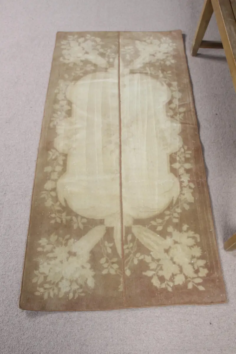 Alfombra marrón de 2,6x5,4 pies, diseño del suroeste y detalles en beige