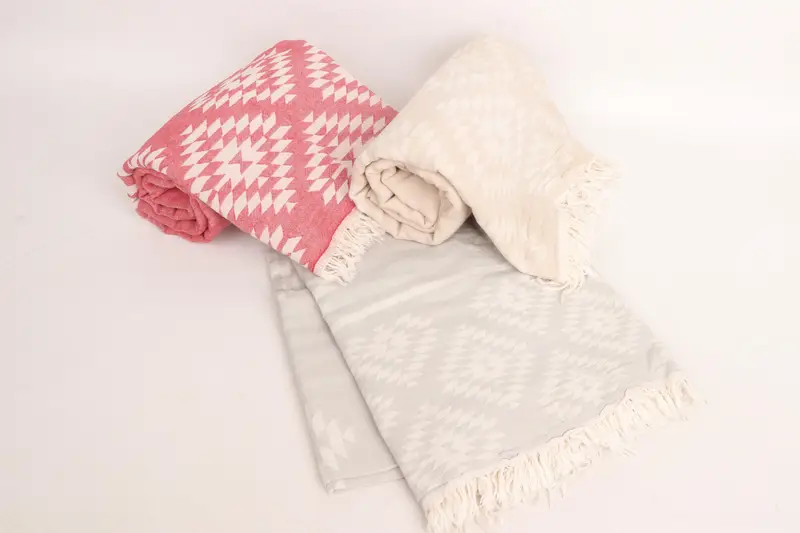 Turkish Blanket, 84x56 Cotton Kilim Design Towel, Bachelorette Gifts, Turkish Blanket Throw, Shower Curtain, Decorative Blanket, Bohemian Bedspread - 5