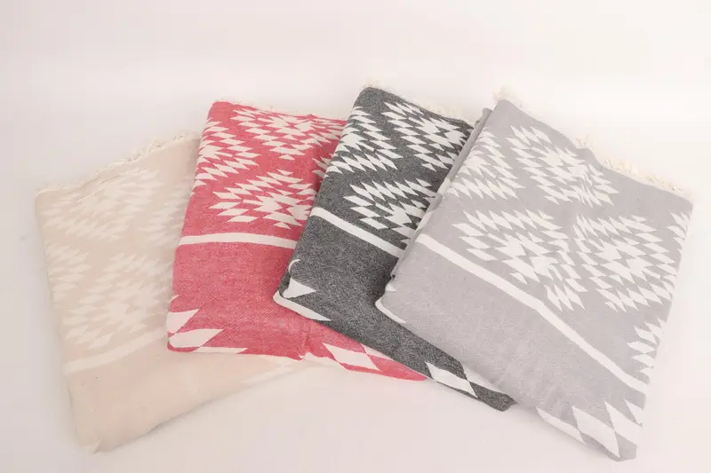 Turkish Blanket, 84x56 Cotton Kilim Design Towel, Bachelorette Gifts, Turkish Blanket Throw, Shower Curtain, Decorative Blanket, Bohemian Bedspread - 3