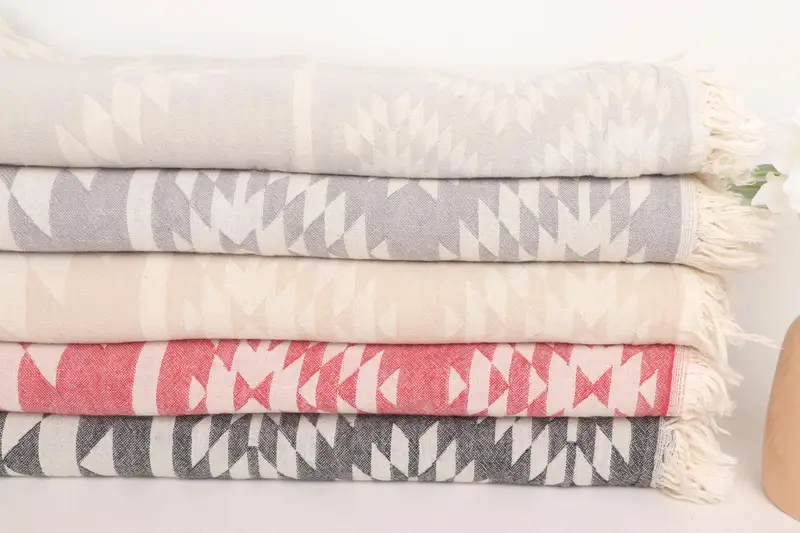 Turkish Blanket, 84x56 Cotton Kilim Design Towel, Bachelorette Gifts, Turkish Blanket Throw, Shower Curtain, Decorative Blanket, Bohemian Bedspread - 2