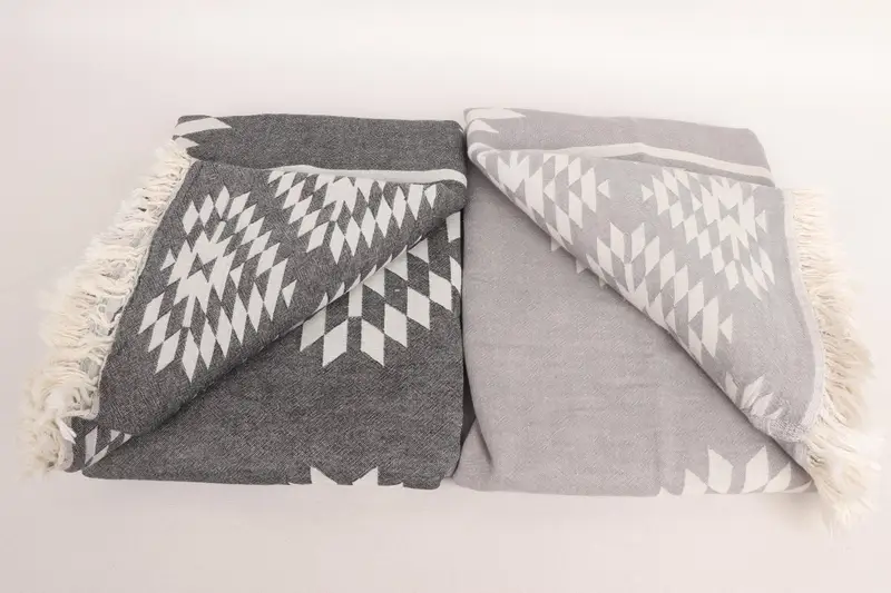 Turkish Blanket, 84x56 Cotton Kilim Design Towel, Bachelorette Gifts, Turkish Blanket Throw, Shower Curtain, Decorative Blanket, Bohemian Bedspread - 4