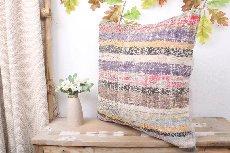 Southwestern Cushion Case, Square Throw Pillow, Kilim Pillow, Interior Designer Pillow, Vintage Kilim Pillow, 20x20 White Pillow Cover, Pillow Cover - 4