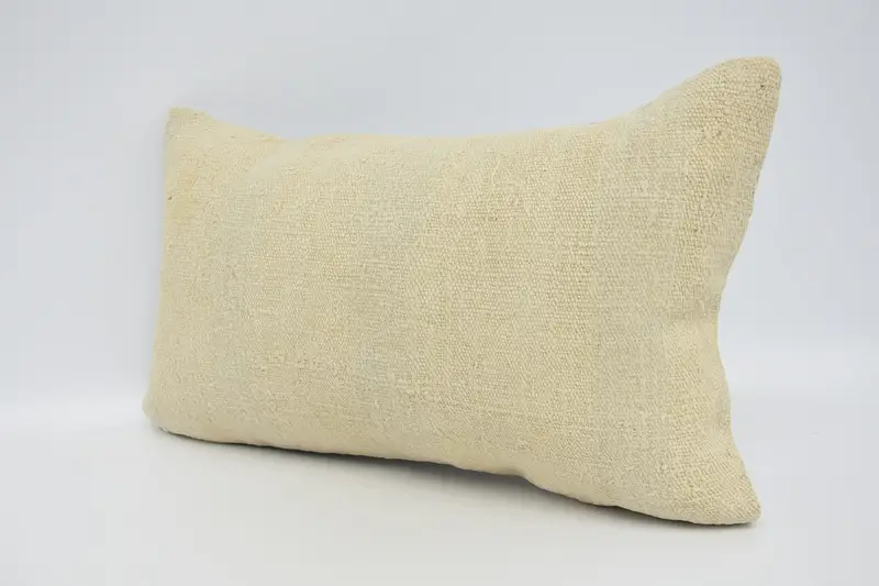 Vintage Kilim Pillow, Cushion Cover, Ethnical Kilim Rug Pillow, Bolster Throw Pillow Case, Handmade Kilim Cushion, 12x20 Beige Pillow Case - 4
