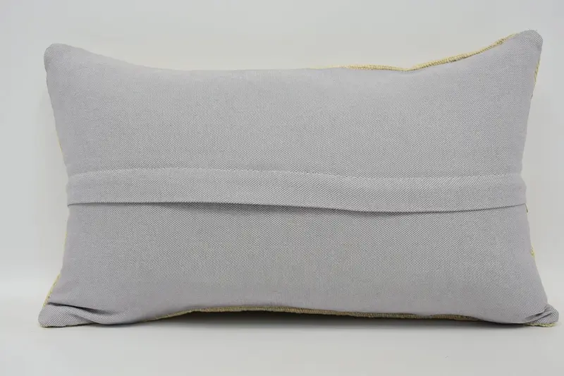 Vintage Kilim Pillow, Cushion Cover, Ethnical Kilim Rug Pillow, Bolster Throw Pillow Case, Handmade Kilim Cushion, 12x20 Beige Pillow Case - 6