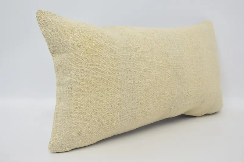 Vintage Kilim Pillow, Cushion Cover, Ethnical Kilim Rug Pillow, Bolster Throw Pillow Case, Handmade Kilim Cushion, 12x20 Beige Pillow Case - 3