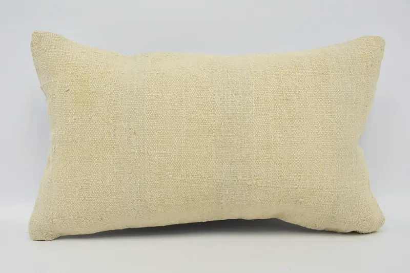 Vintage Kilim Pillow, Cushion Cover, Ethnical Kilim Rug Pillow, Bolster Throw Pillow Case, Handmade Kilim Cushion, 12x20 Beige Pillow Case - 1