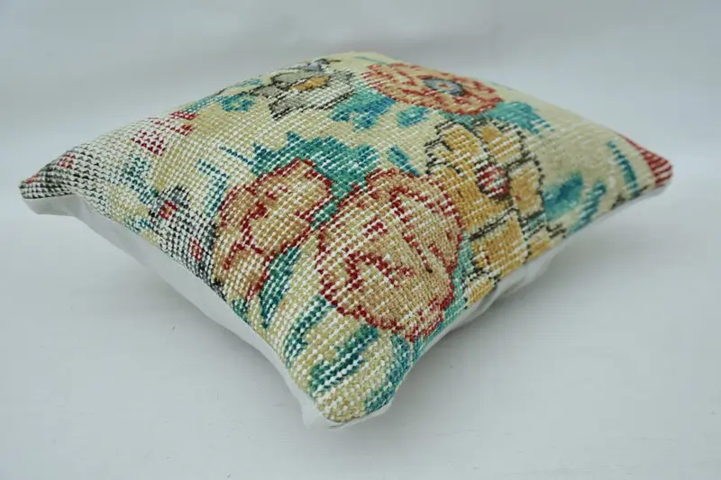 Cushion, Vintage Kilim Pillow, Personalized Gift Pillow Pillow Cover, 14x14 Beige Pillow, Antique Pillows, Interior Designer Pillow - 6