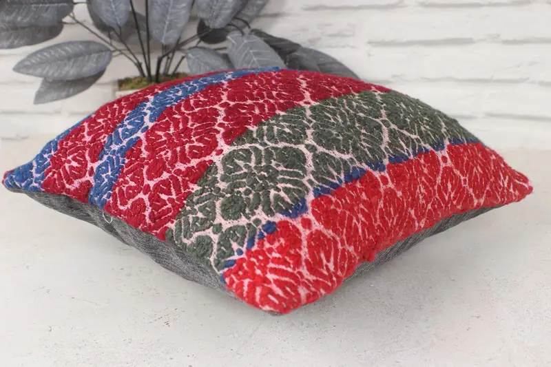 Gift Pillow, Outdoor Throw Pillow Case, 14x14 Red Cushion Cover, Pillow, Handmade Throw Pillow Sham, Home Decor Pillow, Turkish Kilim Pillow - 6