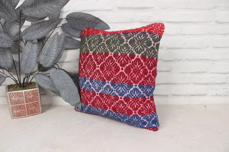 Gift Pillow, Outdoor Throw Pillow Case, 14x14 Red Cushion Cover, Pillow, Handmade Throw Pillow Sham, Home Decor Pillow, Turkish Kilim Pillow - 4