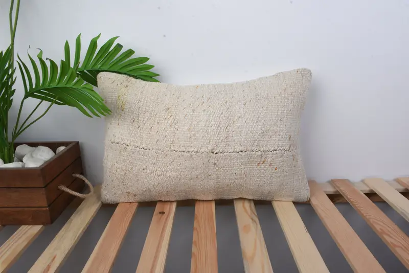 Cushion Cover, Vintage Cushion Cover, Gift Pillow, Boho Pillow Sham Cover, 12x20 Beige Pillow Case, Home Decor Pillow, Nomadic Pillow - 1
