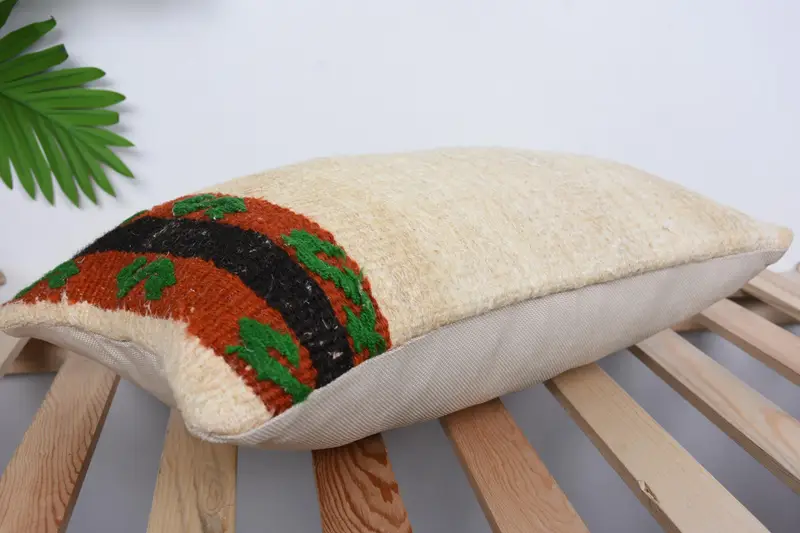12x20 Beige Cushion, Boho Pillow, Cushion, Vintage Kilim Throw Pillow, Farmhouse Cushion Case, Handwoven Cushion Cover, Boho Pillow Sham Cover - 6