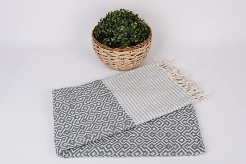 76x38 Cotton Diamond Towel, Organic Towel, Beach Theme Wedding Gift, Gift For Boyfriend, Beach towel, Sand-free towel, Quick-dry peshtemal - 4