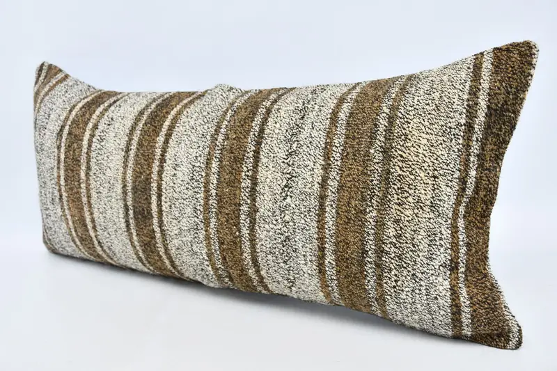 Vintage Kilim Throw Pillow, Neutral Cushion Case, 16x36 White Cushion Cover, Pillow, Turkish Bench Pillow, Home Decor Pillow, Kilim Pillow - 4