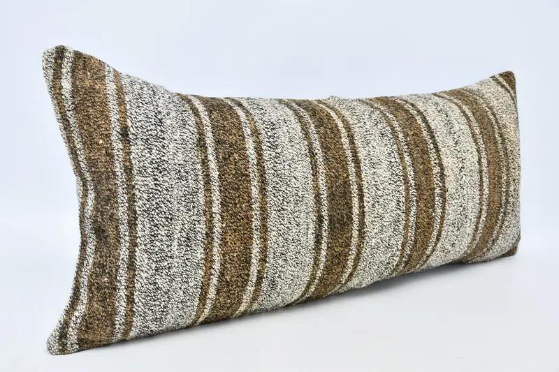 Vintage Kilim Throw Pillow, Neutral Cushion Case, 16x36 White Cushion Cover, Pillow, Turkish Bench Pillow, Home Decor Pillow, Kilim Pillow - 3